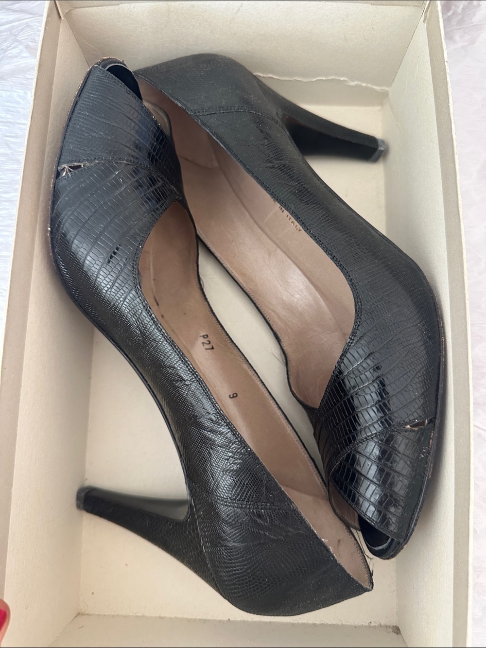 Vintage Bruno Magli 9N Black Peep-Toe High Heels - Women